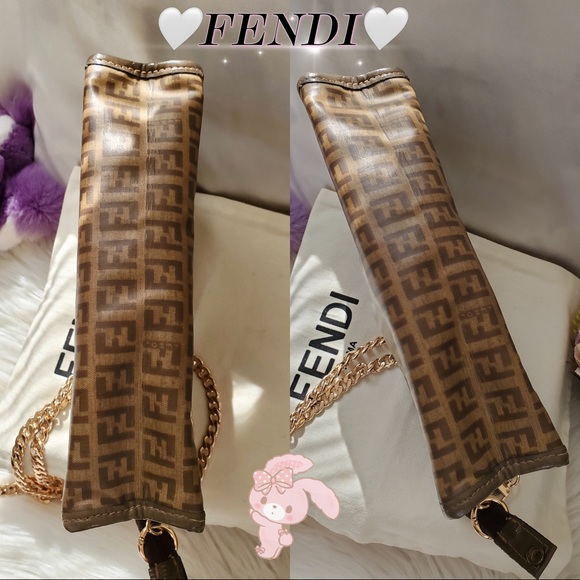 🌸Auth🌸Beautiful FENDI Zucchino Zucca Monogram FF Logo Clutch/Shoulder Bag 🦋 - Picture 14 of 14